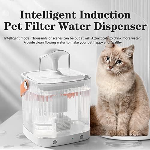 מזרקת מים לחתולים 61.5 עוז/1.8 ליטר קערת מים אוטומטית שקופה מתקן מים לחיות מחמד מזרקות שתייה לכלבים מים לחתול