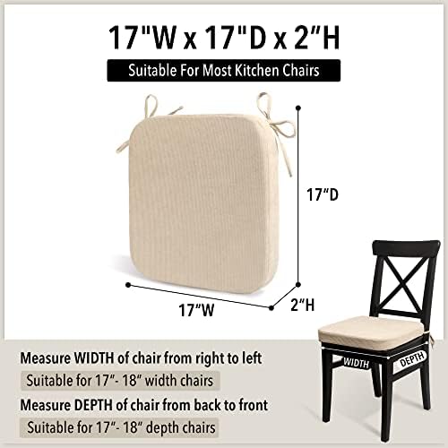 טרומליקס כריות כיסא מטבח סט של 4 רפידות לכיסאות חדר אוכל 17 על 17 אינץ ' כריות מושב מקורה החלקה עם עניבות