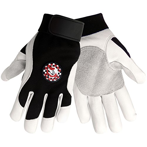 Global Glove HR3008 Goatsinkin Premium כיתה Hot Rod ™ כפפת ספורט עם גב סטרץ שחור אחורי ושרוול אלסטי, עבודה,