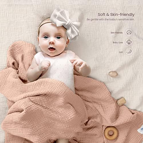 לולומון מוסלין שמיכה שמיכה - תינוקת כותנה שמיכת תינוק רכה קבלת שמיכה ניטרלית 2 מאפקה