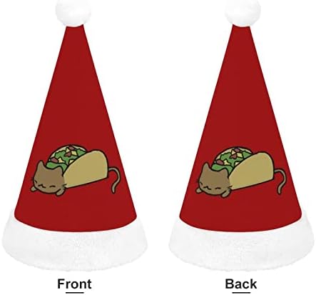 חתול טאקו קטיפה חג המולד כובע שובב ונחמד סנטה כובעי עם קטיפה ברים ונוחות אוניית חג המולד קישוט