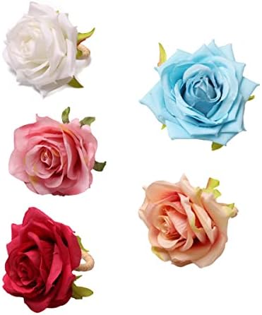 טבעות מפיות של פרחי מלאכה סט של 6 טבעות מפיות קפיצייות מחזיקי מפיות ורדים עיצוב גפן מפיות טבעות טבעות