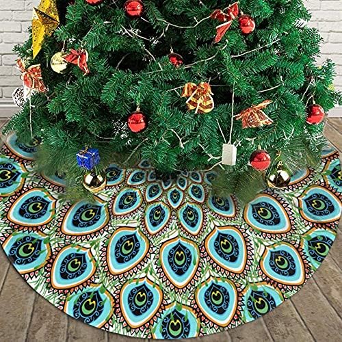 חצאית עץ חג המולד של טווס, מחצלת עץ גדולה של חג המולד, קישוטים למסיבות חג חגיגיות לשנה החדשה 30