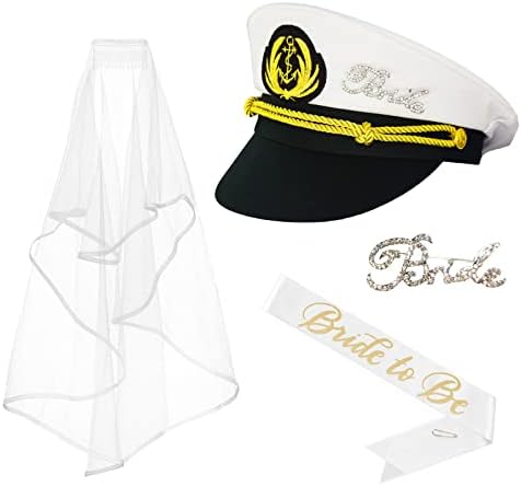 הכלה קפטן של כובע, רווקות קפטן כובעי עם כלה להיות אבנט & מגבר; צעיף ערכות, ימי נושא מסיבת כובע כלה מקלחת מתנה