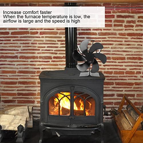 עץ תנור מאוורר, 6 להבים טמפרטורה גבוהה עמיד חום מופעל אח מאוורר עבור מקורה