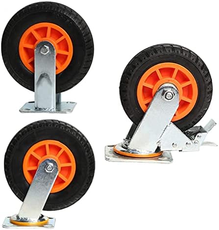 גלגלים של גלגלים אומי גלגלים 4 חבילות גלגלי גלגלי גומי מסתובבים, גלגלים תעשייתיים כבדים, קבוע - מסתובב - בלמים