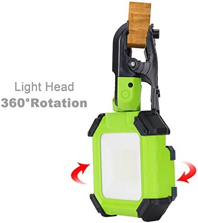 Lovork LED מהדק עבודת אור נטענת אור שיטפון נייד עם מהדק ומסתובבת 72 יחידות נוריות LED 2000LM תאורת אתר