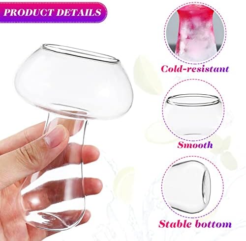 כוסות ויסקי של Happyyami 4 יחידות צורת פטריות קוקטייל זכוכית זכוכית זכוכית גביע חידוש משקה כוס כוס