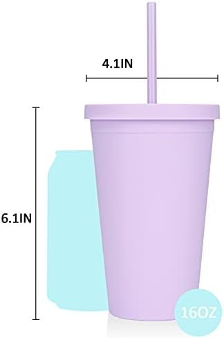Waipfaru אקרילי כוס 16oz, כוס אקרילית עם מכסים וקשיות, כוס פלסטיק בצבע מט למתנה בהתאמה אישית, כוס פלסטיק קיר כפול