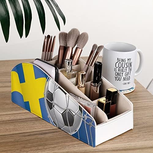 שער כדורגל ומחזיק שלט רחוק של שוודיה עם 6 תאים קופסת אחסון מארגן מרחוק של עור PU למשרד הביתי