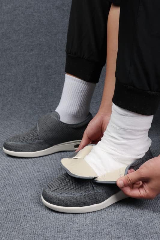 נעליים סוכרתיות של Yibobay לרוחב גבר נעל רחבה x עבור קשישים נעליים רחבות לנעלי הליכה בגבר סגירה