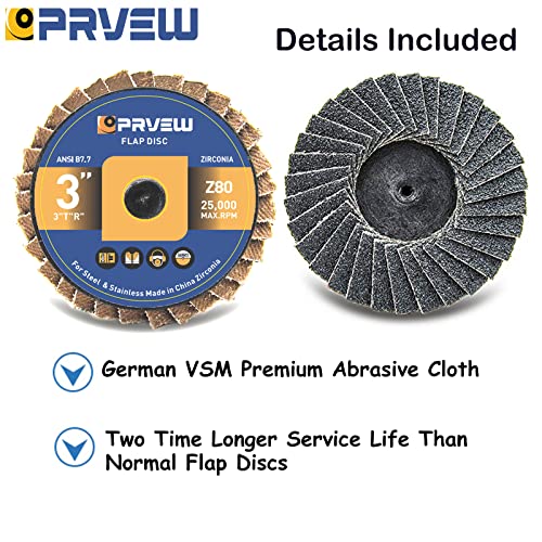 PRVEW 10-PACK 3 אינץ 'מנעול גליל פרימיום זירקוניה 80GRIT דש דיסקים 3 דיסקי מלטש דש מלטש DIE