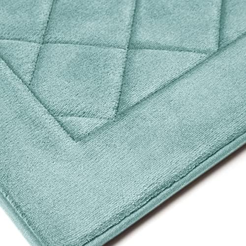 שטיח אמבטיה רקום יהלומי קורטקס מיקרו-יבש לאמבטיה, שטיחי אמבטיה מקצף זיכרון עם בסיס עמיד להחלקה של גריפטקס, שטיח