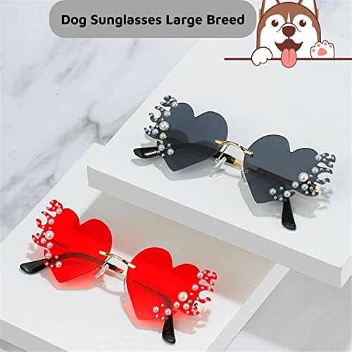 משקפי שמש של כלבים זן גדול - משקפי שמש לכלבים, משקפי שמש בצורת לב הגנה על UV אטום רוח לבוש משקפיים צעצוע