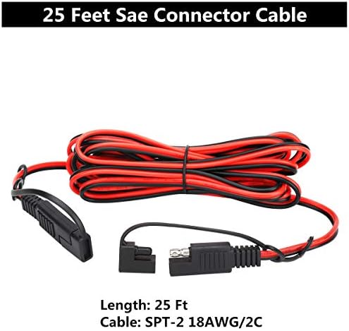 25 רגל SAE ל- SAE 2 PIN רתמת ניתוק מהירה, DC 12V מחבר חשמל תקע פלאש מטען סוללה SAE כבל הארכת חשמל לאופנוע,