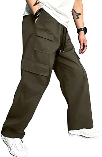 מכנסי מטען לגברים נינוחים בכושר שרציפים מכנסי טרנינג מכנסי טיול אתלטים עם ריבוי כיס