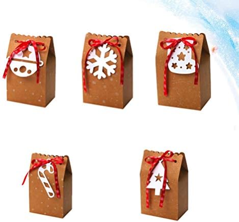 קופסאות ממתקים לבנות של AMOSFUN 5 יחידות נייר קראפט קופסת חג המולד חג המולד שקית מתנה שקית מתנה לחג המולד