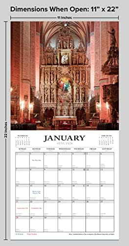 Polart 2024 כנסיות בפולין לוח השנה הקיר החודשי -12 חודש, ינואר-דצמבר 2024, 11 x 22 2024 מזבחות מקושטות מכנסיות