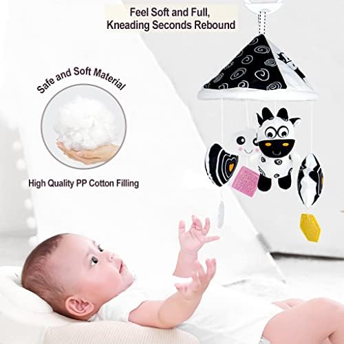 AIPINQI תליית צעצועים לתינוקות דפוסי ניגודיות גבוהים להכרה בהתפתחות חזותית עם רעשנים וטרף מתאימים לתלייה על עריסה