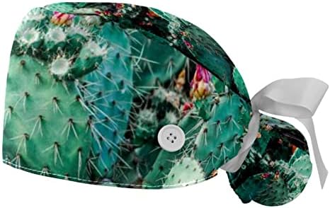 Yidax 2 חתיכות קקטוס קקטוס בוטני כובע עבודה בצמח ירוק עם כפתורים, כובע בופנט מתכוונן עם מחזיק קוקו