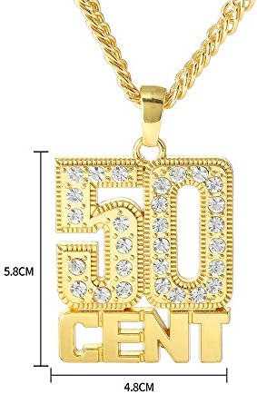 זהב שרשרת עם 50 סנט שרשראות לגברים נשים, נירוסטה ריינסטון תכשיטים, ראפר שרשרות אייס מתוך תליוני עם 28 סנטימטרים