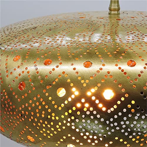 מנורות תליון פליז בעבודת יד מרוקאיות 12 X15 זהב, נברשת מעוצבת בעבודת יד, אילמים, עיצוב תאורה מרוקאי