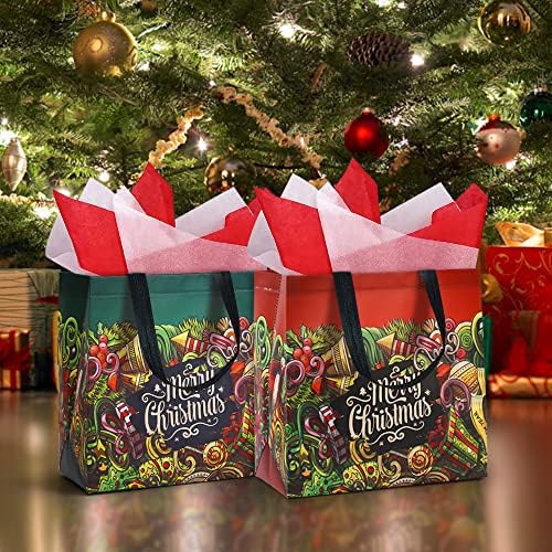 9 חבילות תיקים לחג המולד עם תיקי מתנה גדולים וייחודיים לעיצוב ייחודי של תיקי מתנה שאינם ארוגים בחג המולד