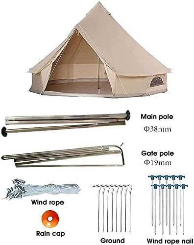 אוהל פעמון חיצוני אוהל חיצוני אוהל קנבס גדול אטום למים עם גיליון קרקע רוכסן וארובה לקמפינג משפחתי טיולים צייד אוהלי
