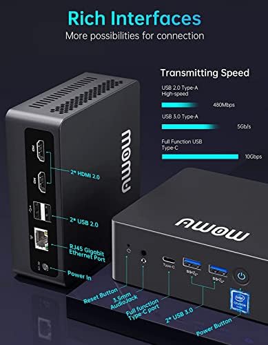 Awow Mini PC Windows 11 Pro, 8GB RAM 128GB M.2 SSD, Intel Celeron J4125 MINI תמיכה במחשב 4K UHD, Gigabit