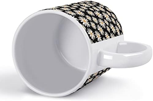 וינטג 'פרחי דייזי לבן קרמיקה קפה ספל מודפס כוסות תה עם ידית 330 מל