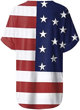 חולצת טריקו דגל אמריקאי לנשים חולצות טוניקה עם שרוול קצר 4 ביולי חולצות קיץ חולצות פטריוטיות