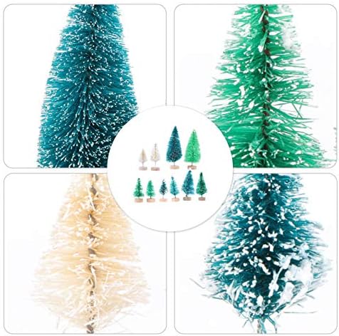 Amosfun Decoraciones para salas de casa 8pcs שלג עץ חג המולד מיני עצי אורן מלאכותיים שולחן עבודה