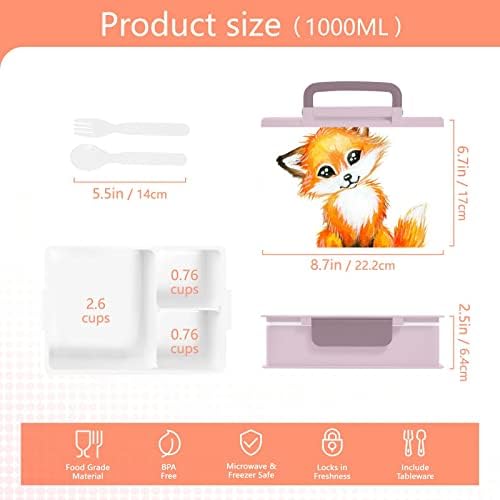 Alaza Little Fox Little Print Print Bento Bento קופסת ארוחת צהריים ללא BPA מכולות צהריים חסינות דליפה