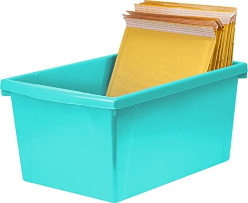 Storex 5.5 ליטר אחסון סל אחסון-מארגן כיתות פלסטיק לספרים וציוד, צהבה, 6-חבילה