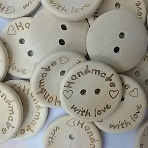 חנות 100 חתיכות DIY טבע כפתורי תפירה מעץ עם 2 חורים כפתור שתל בעבודת יד / 20 ממ