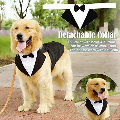 כלב חליפת טוקסידו רשמית לכלבים גדולים בינוניים ， תלבושת למסיבת חתונה של תלבושת טוקסידו עם צווארון ניתנת לניתוק