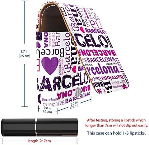 מיני שפתון מקרה ברצלונה סגול ציטוטי שפתון ארגונית עם מראה כפתור סגירת איפור מחזיק נסיעות עור קוסמטי פאוץ
