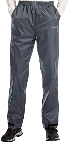 מכנסי גשם של Icreek גברים אטומים למים אטומים לנשימה קל משקל על מכנסיים עובדים גשם בחוץ לטיולים רגליים, גולף,