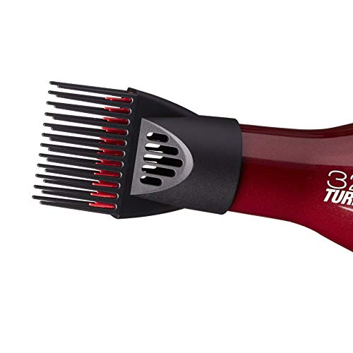 אדום פרו על ידי נשיקה מקצועי שיער מייבש 3200 טורבו עם בונוס קבצים מצורפים, חזק עבור ישר שיער ומתולתל שיער