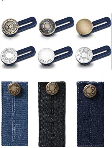 9 יחידות המותניים מרחיבות המותניים כפתור ג'ינס מאריך כפתור אלסטי על כפתור מתכת גומי מתכת המותניים, מכנסי