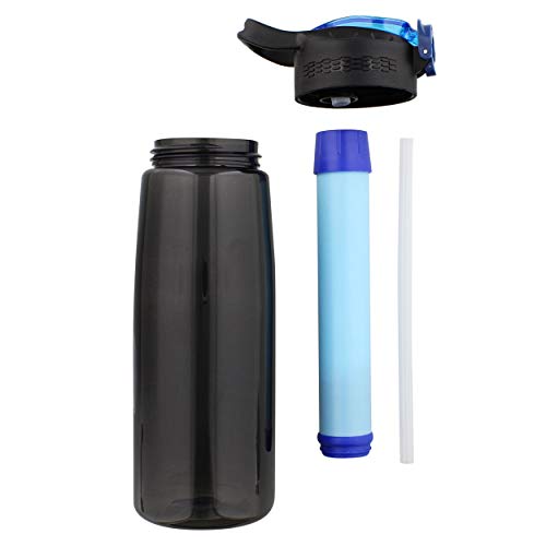 בקבוק פילטר מים SDS - סינון שחור בקבוק מים מסנן נסיעות אביזר לשתייה בטוחה קמפינג מטהר מים