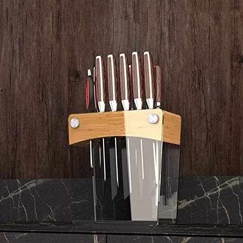 כלי מטבח עץ מתלה כלי אחסון סכין מחזיק זכוכית מטבח סכין אחסון סכין מתלה מזג זכוכית מטבח מתלה בודד סכין בעל
