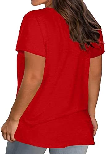 צמרות בגודל פלוס לנשים, חולצת טי עגולה של שרוול עגול של נשים דגל אמריקה טוניקה מודפסת צמרות גרפיות