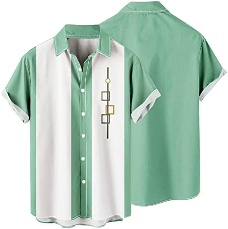 Adpan Mens Mens חולצות מודפסות כפתור שרוול קצר במורד חולצות חוף רומפר קצר