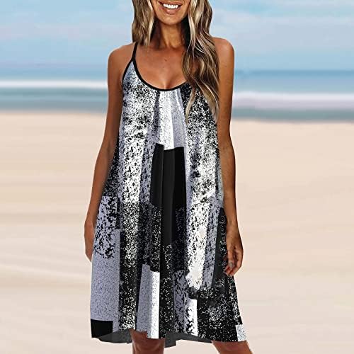 שמלות לנשים קיץ מזדמן פרחוני טנק מודפס שמלה ללא שרוולים חלול חוף רופף חוף רופף