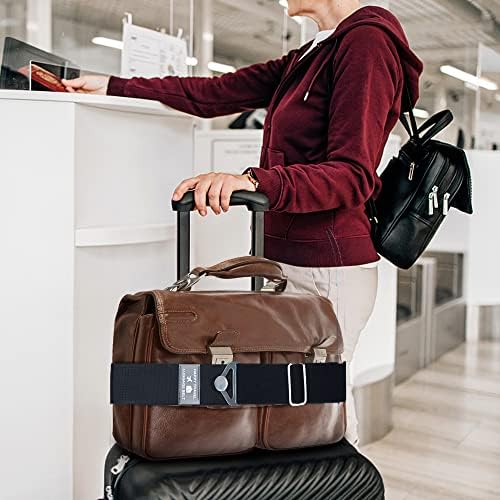 חגורת נסיעות 2 ב-1 למטען, רצועות מטען להוספת תיק רצועות מזוודה מתכווננות עם אבזם סגסוגת חגורת באנג '