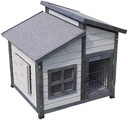 בית כלבים חיצוני כלוב כלב מעץ עם חלון דלת אספלט גג בגג סגנון חיות מחמד בארגזי כלבים לכלבים בינוניים/גדולים