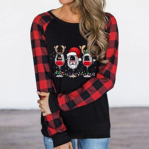 נשים טוניקות חג המולד ארוך שרוול תחרה לקצץ טוניקת חולצות כפתור למטה מזדמן חולצה חמוד צוות צוואר מצולעים חולצה