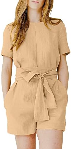 שמלת קיץ קצרה לנשים 2023 בוהו קיץ רומפר שרוול קצר עניבת מותן חוף סרבל קצר חליפת משחק הלטר