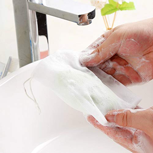 אלאן 10 יחידות בעבודת יד סבון בועת רשת שקיות, קצף נטו פילינג רשת סבון תיק, סבון שומר תיק שרוך